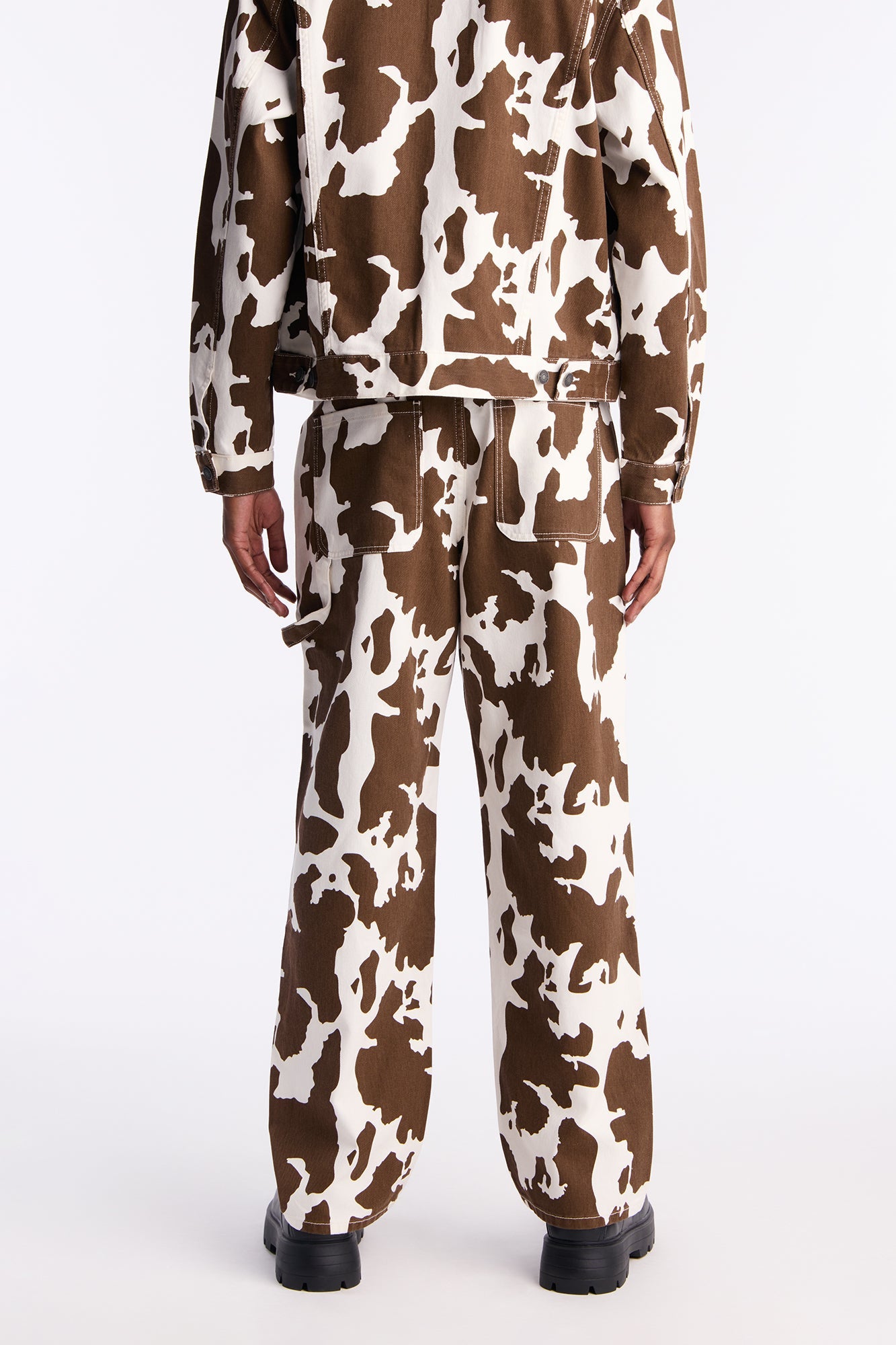 Straight Cow Print Carpenter Jean - Brown/combo