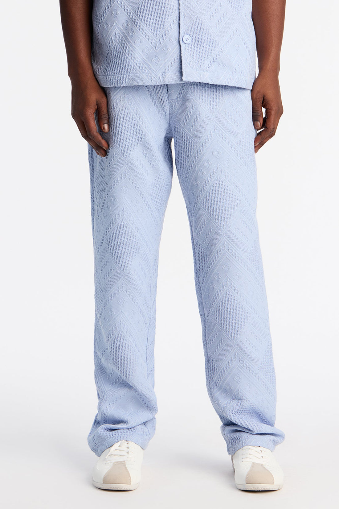 Straight Twist Weave Textured Pant - Light Blue
