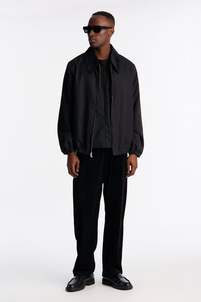 Lincoln Park Textured Collar Bomber Jacket - Black
