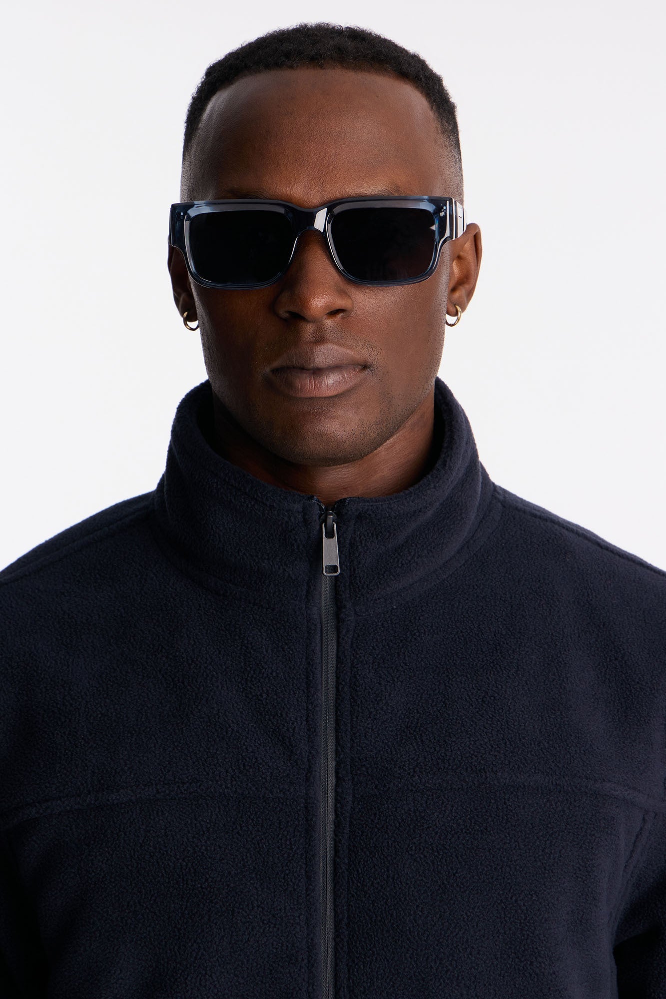 Luminous Square Crystal Frame Color Lens Sunglasses - Blue