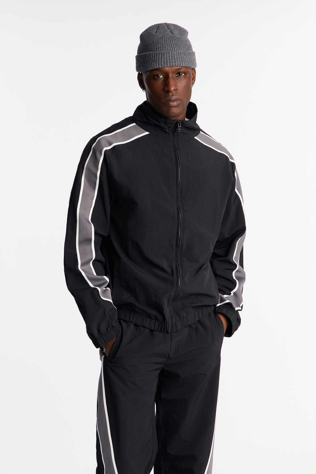 Prep The Field Color Block Windbreaker Jacket - Black/combo