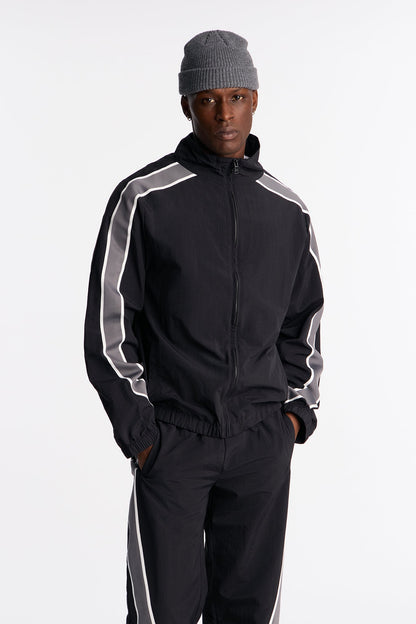Prep The Field Color Block Windbreaker Jacket - Black/combo