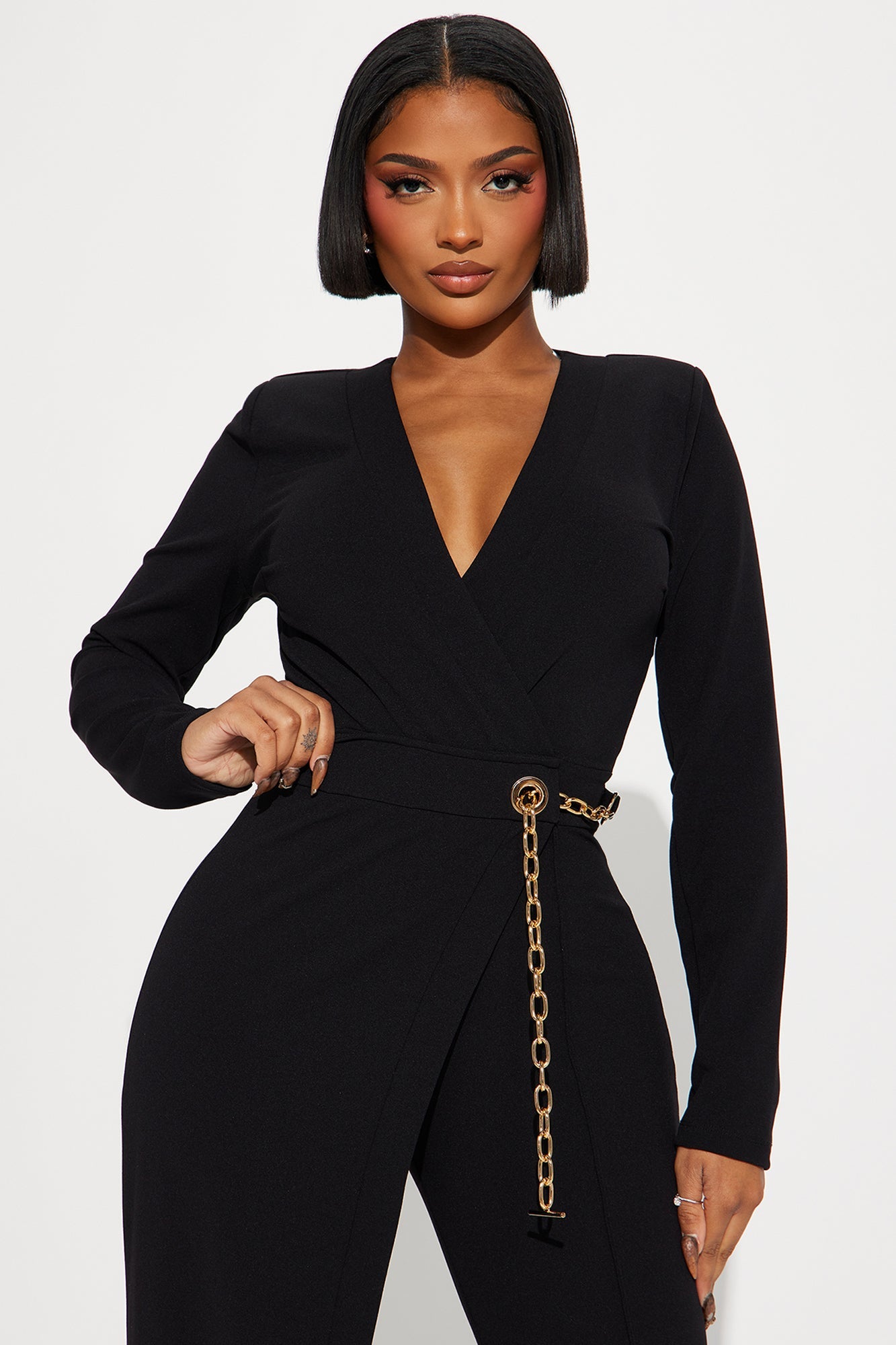 Need A Date Long Sleeve Jumpsuit - Black