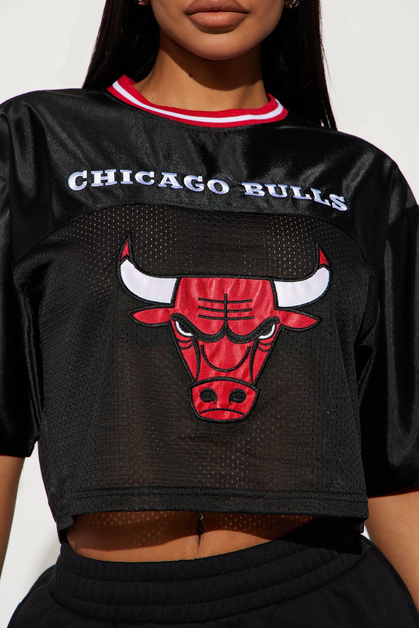 Chicago Bulls Cropped Fashion Top - Black