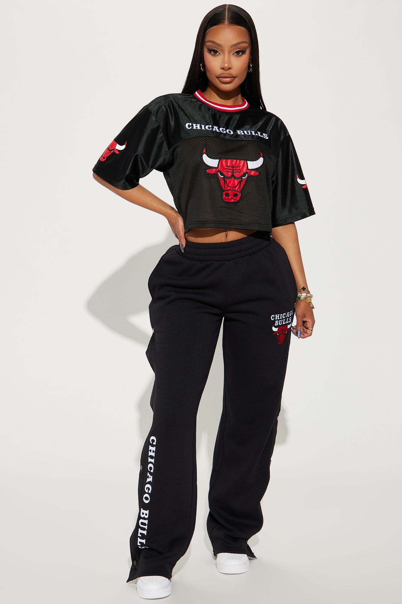 Chicago Bulls Cropped Fashion Top - Black