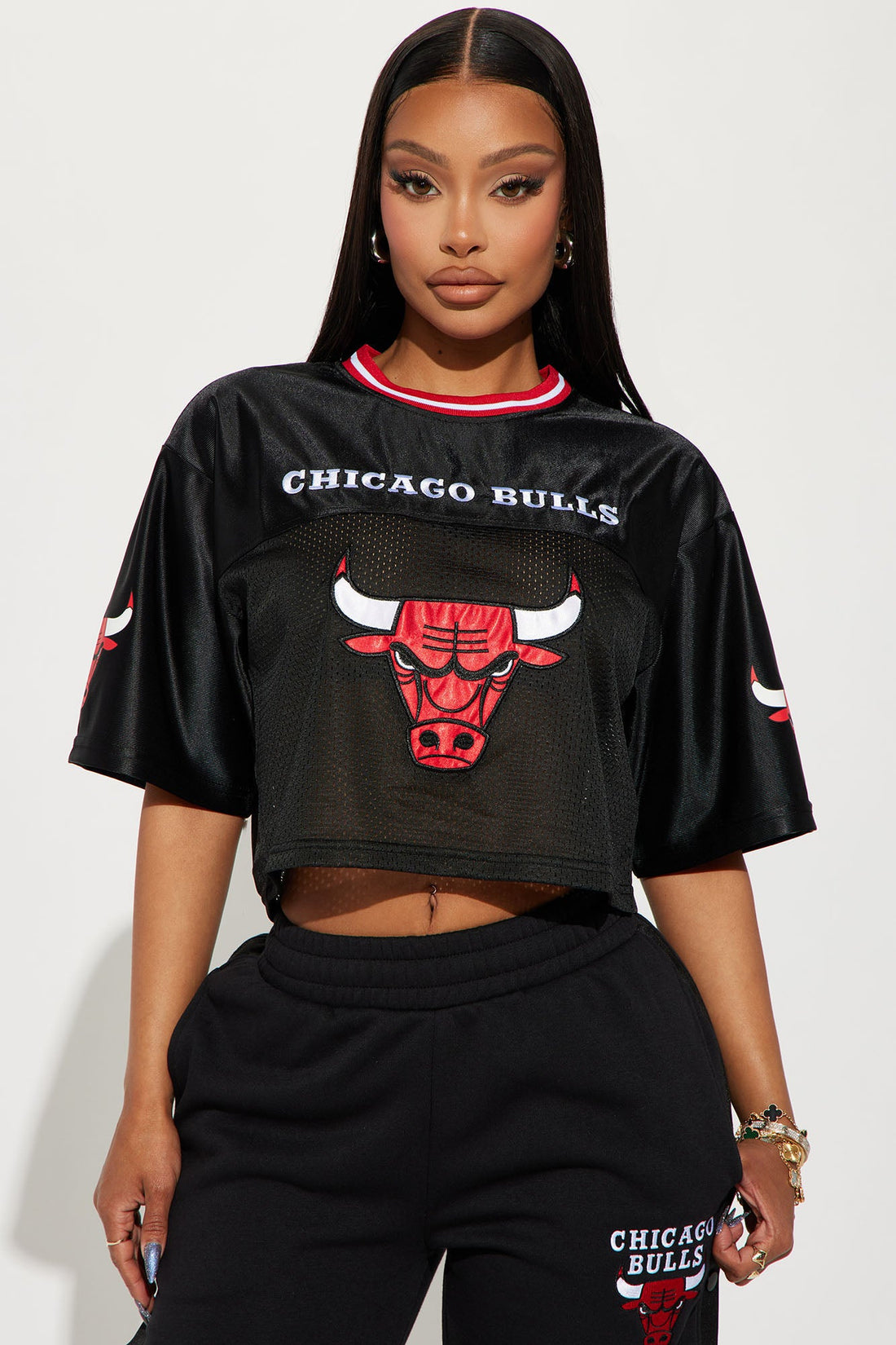 Chicago Bulls Cropped Fashion Top - Black