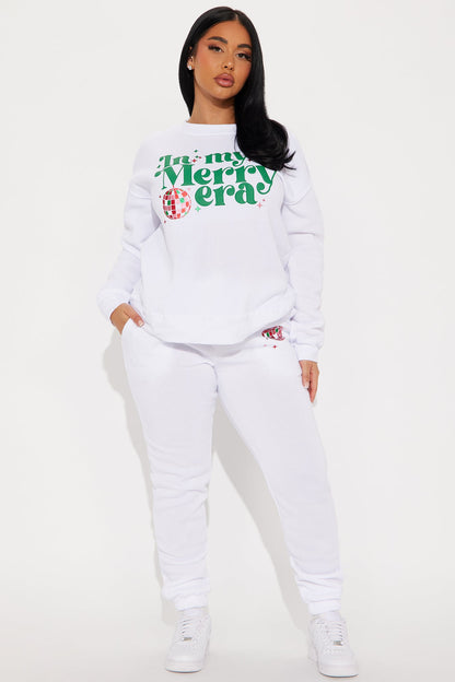 Christmas Spirit Fleece Pant Set - White