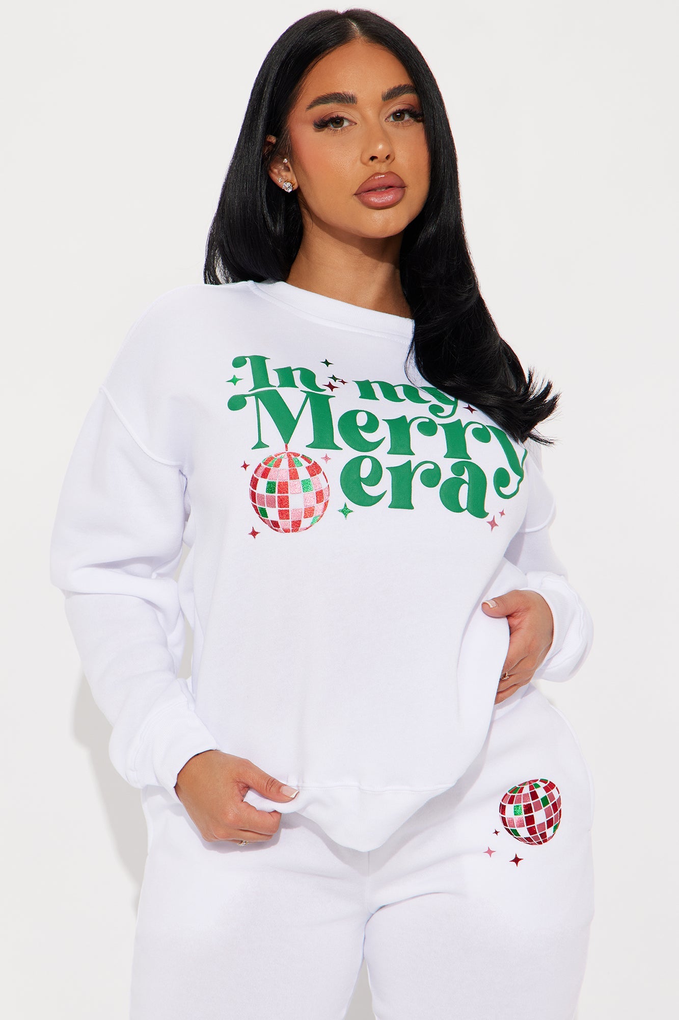 Christmas Spirit Fleece Pant Set - White
