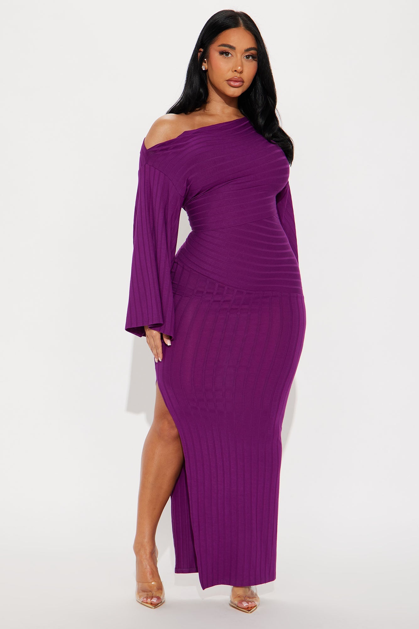 Ronnie Ribbed Maxi Dress - Plum