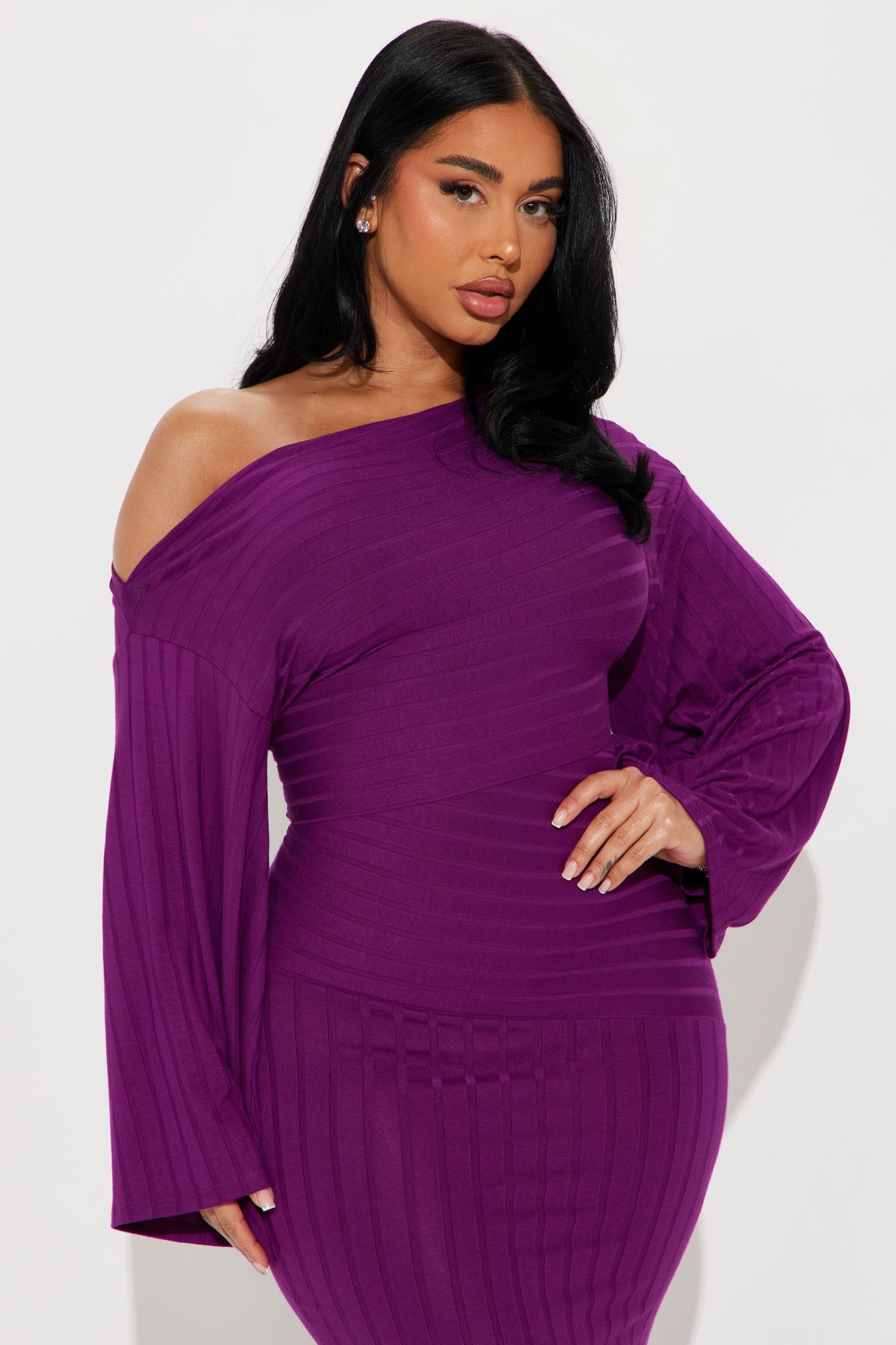 Ronnie Ribbed Maxi Dress - Plum