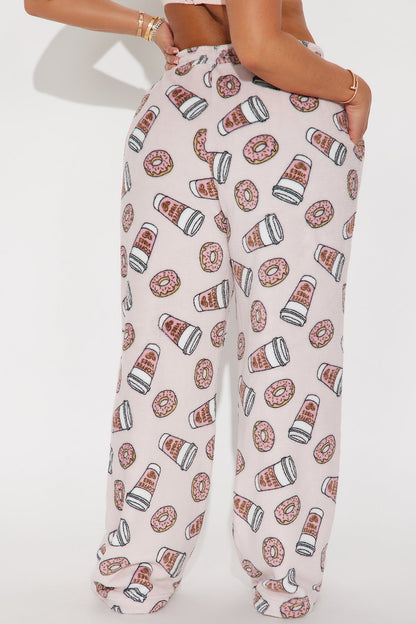 Coffee Break Plush PJ Pant - Pink/combo