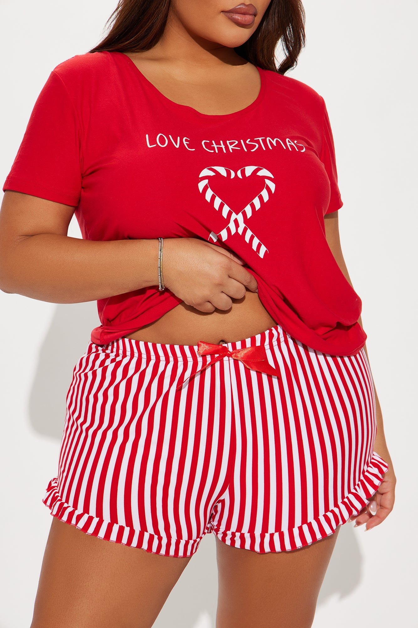 Love Christmas PJ Short Set - Red/White