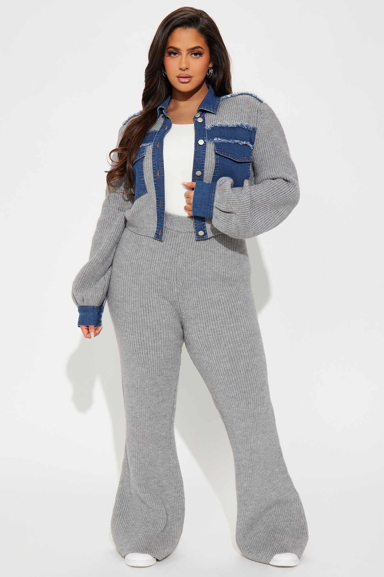 Sweet Chaos Sweater Pant Set - Grey/combo