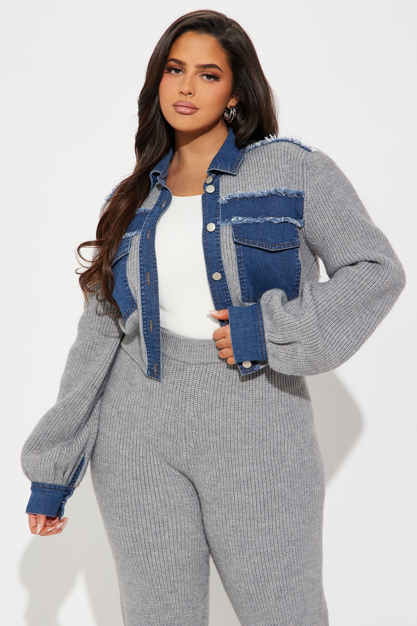 Sweet Chaos Sweater Pant Set - Grey/combo