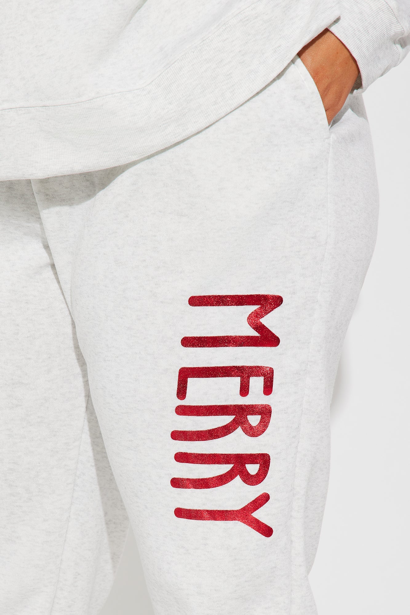 Christmas Spirit Fleece Pant Set - Heather Grey