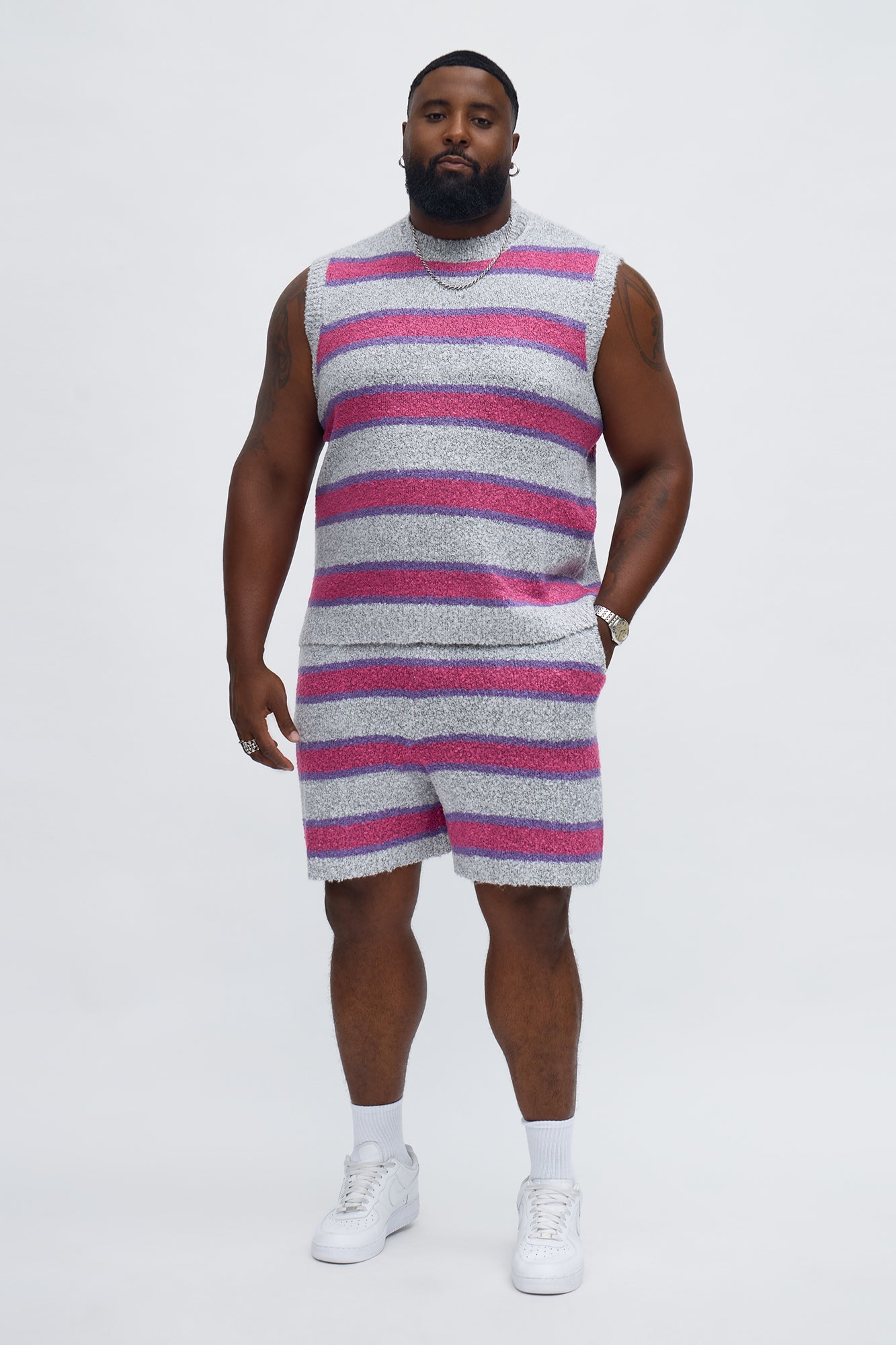 Meadows Striped Shorts - White/Pink