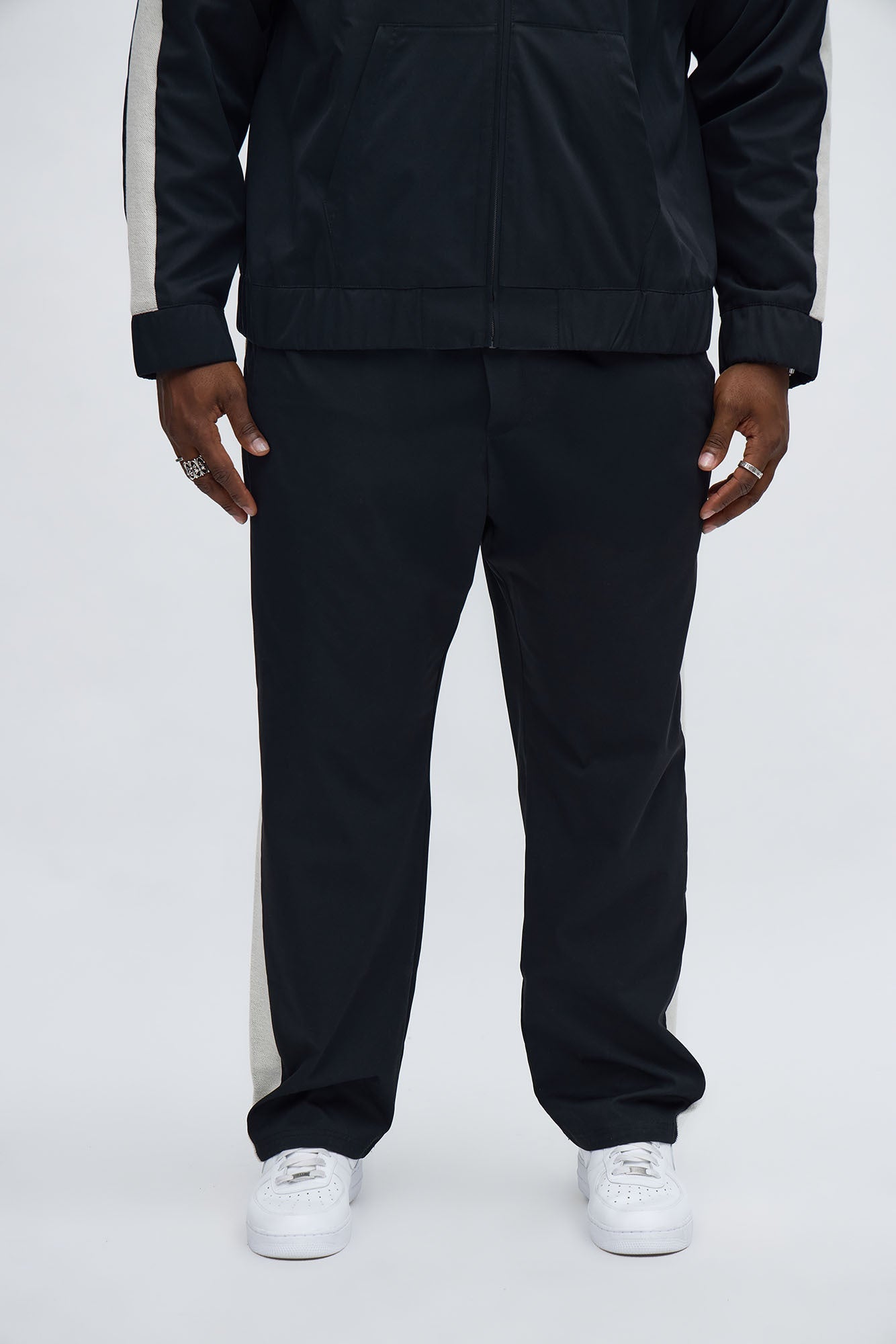 Slim Knit Stripe Pant - Black