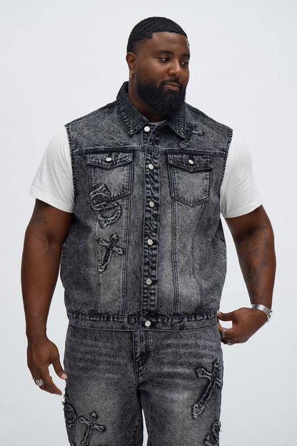 Street Testament Denim Vest - Grey