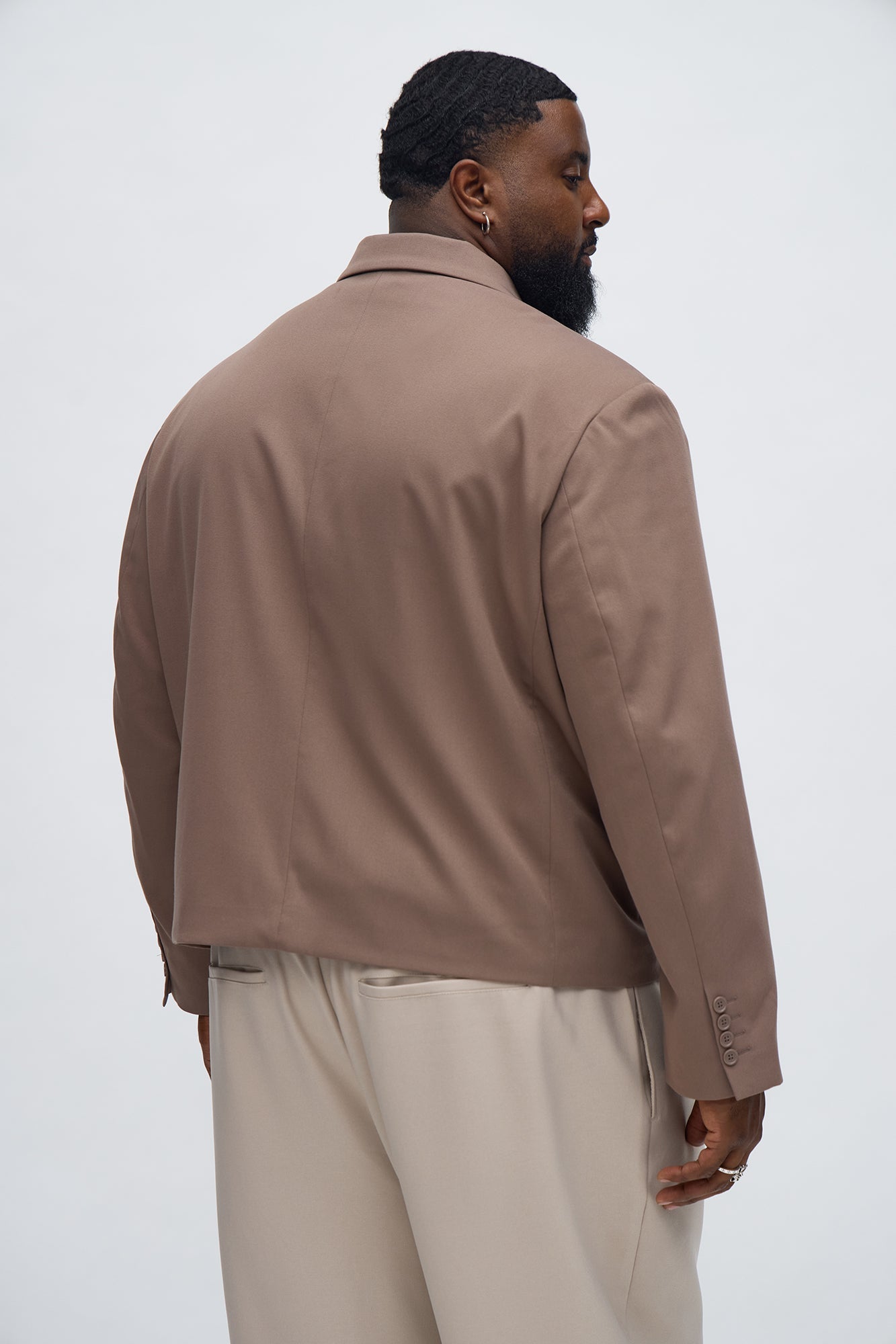 Gabardine Boxy Cropped Single Breasted Blazer - Taupe