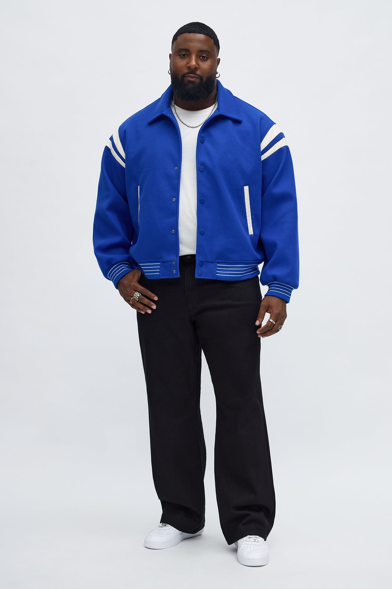 Classic Old School Varsity Jacket - Blue