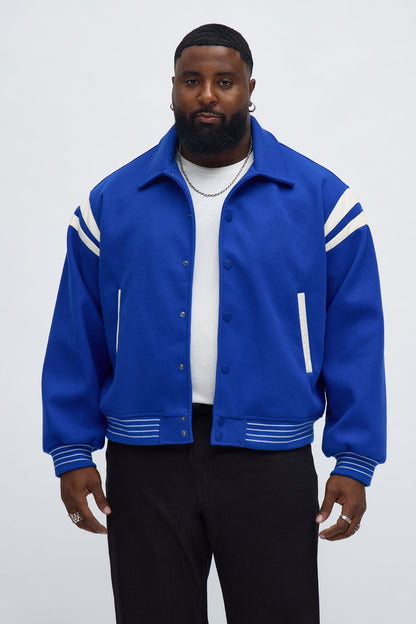 Classic Old School Varsity Jacket - Blue