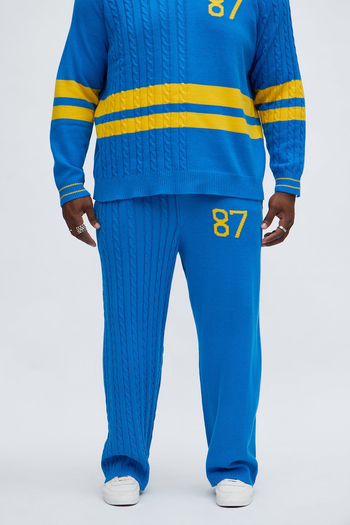 Preppy Life Sweater Knit Pant - Blue/combo