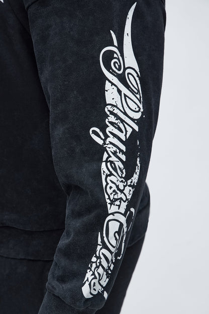 Players Club Hustle Raw Hem Oversized Hoodie - Black