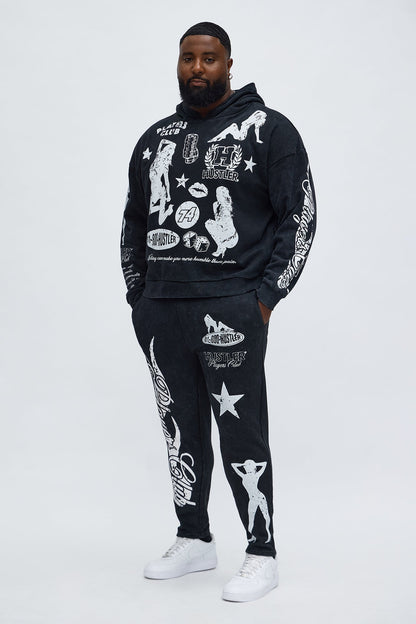 Players Club Raw Hem Flare Sweatpant - Black