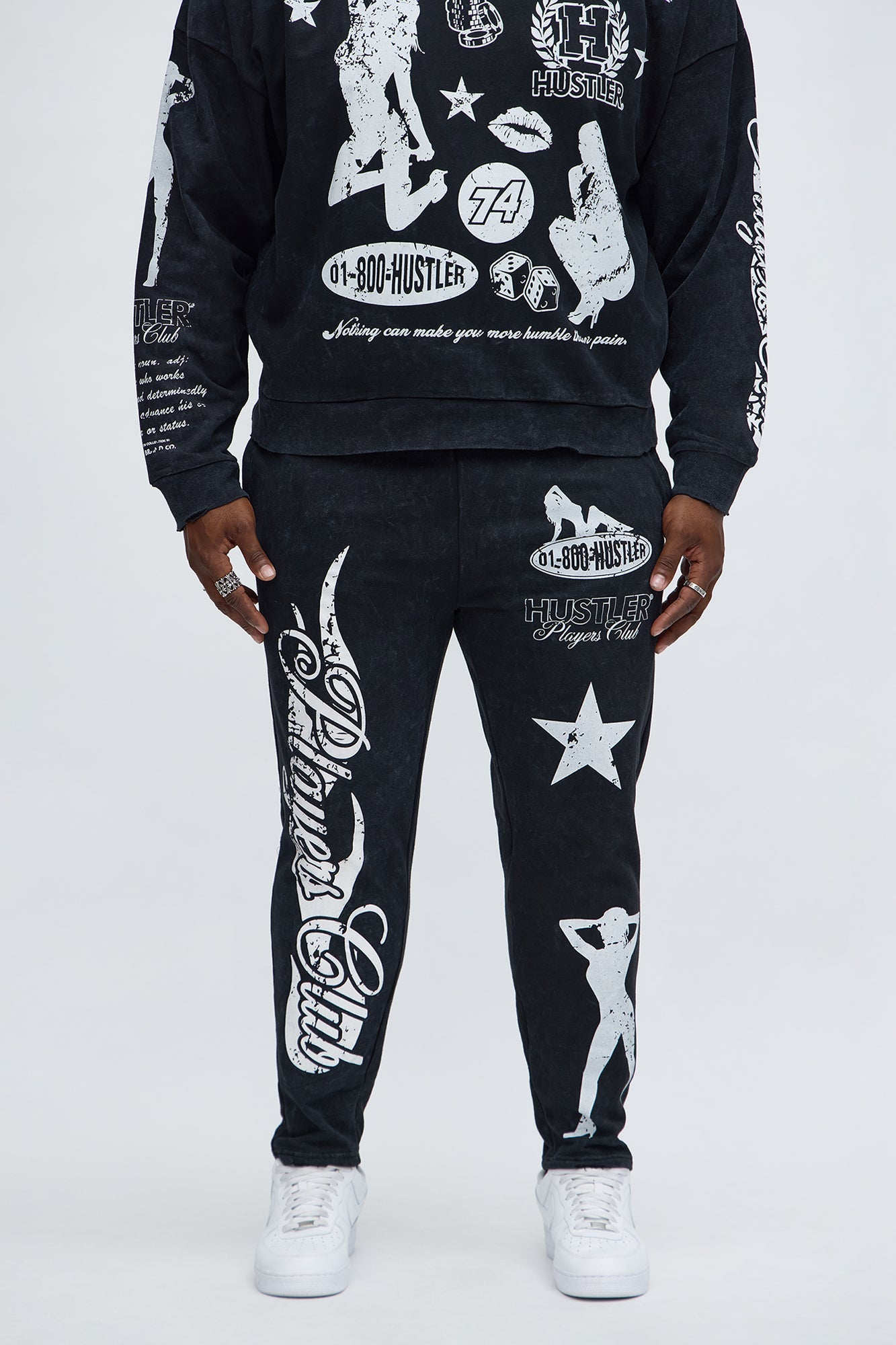 Players Club Raw Hem Flare Sweatpant - Black
