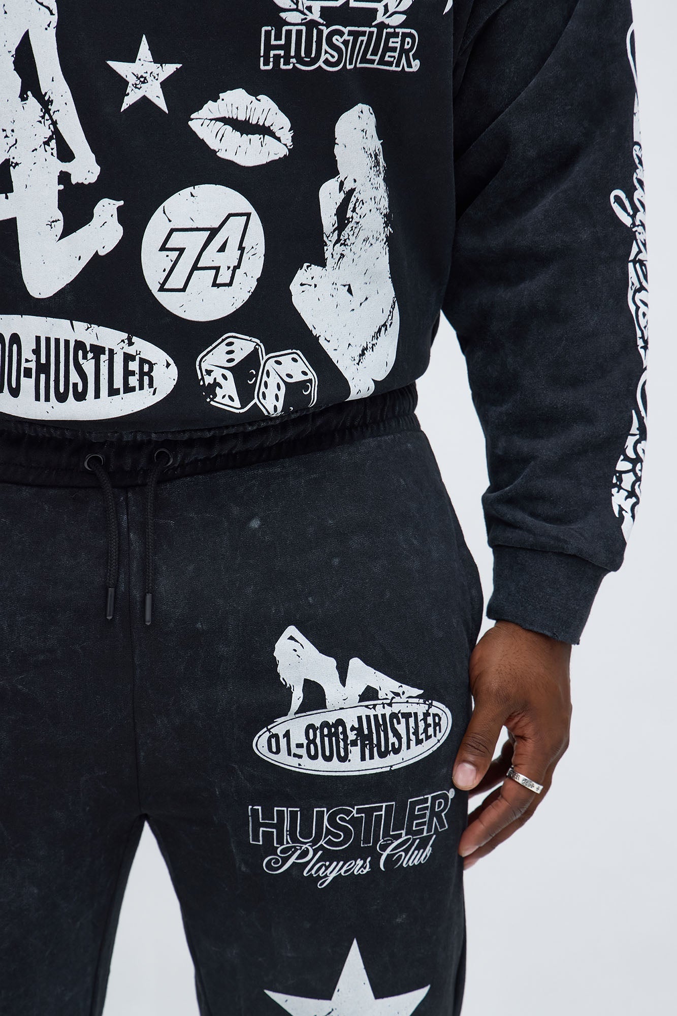 Players Club Raw Hem Flare Sweatpant - Black