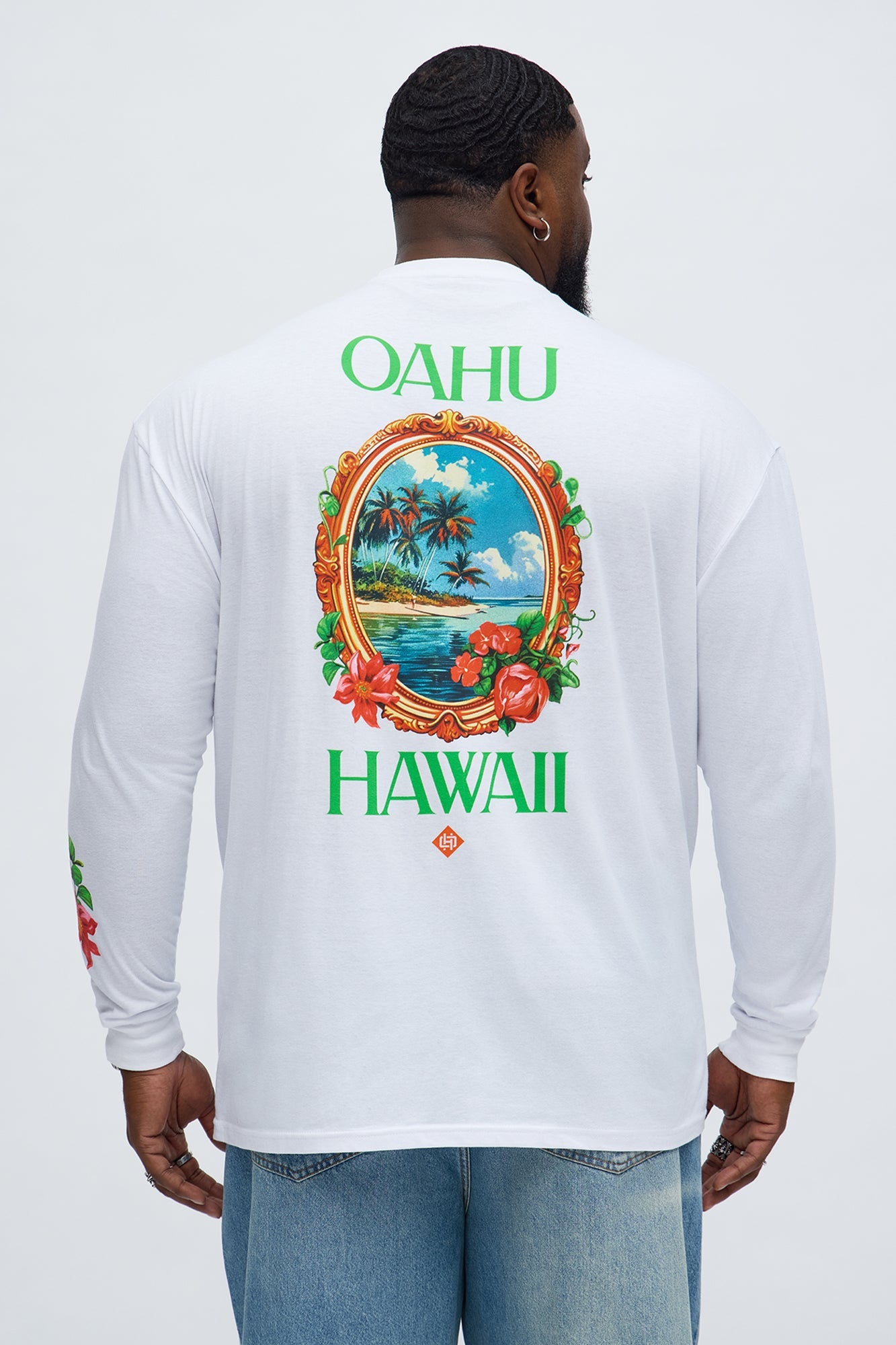 Island Style Oahu Hawaii Long Sleeve Tee - White