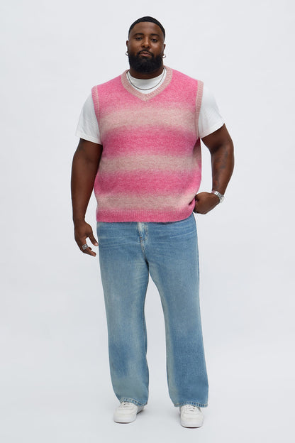 Gradient Sweater Knit Vest - Pink/combo