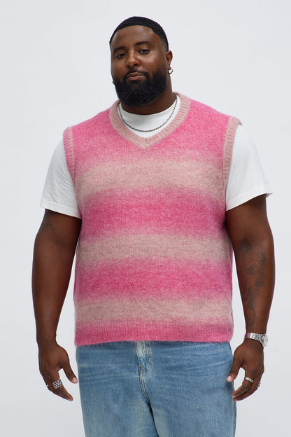 Gradient Sweater Knit Vest - Pink/combo