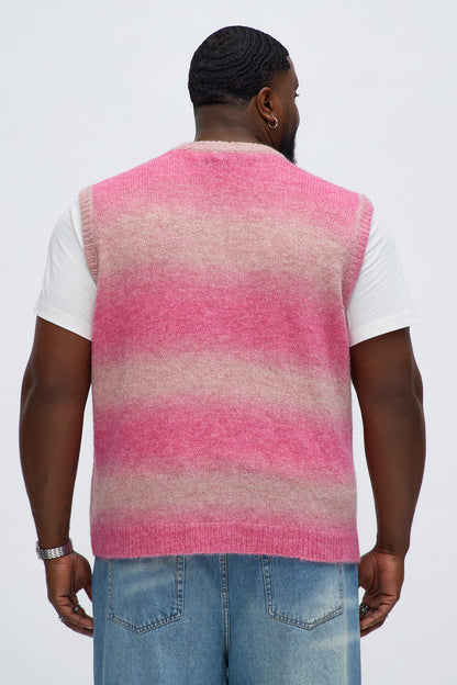 Gradient Sweater Knit Vest - Pink/combo