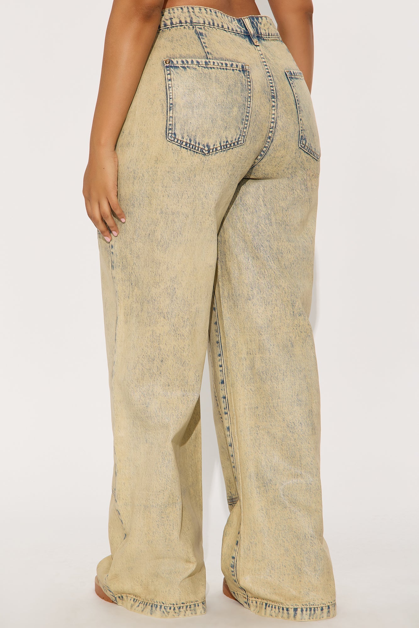 Classic Coated Low Rise Utility Jeans - Cream
