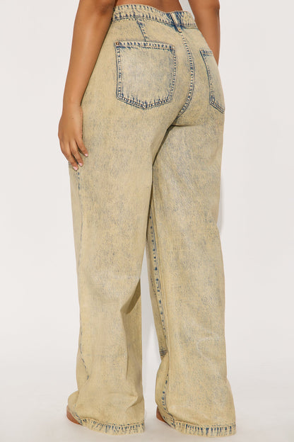 Classic Coated Low Rise Utility Jeans - Cream