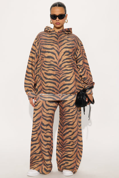 Sienna Zebra Print Wide Leg Pant Set - Black/combo