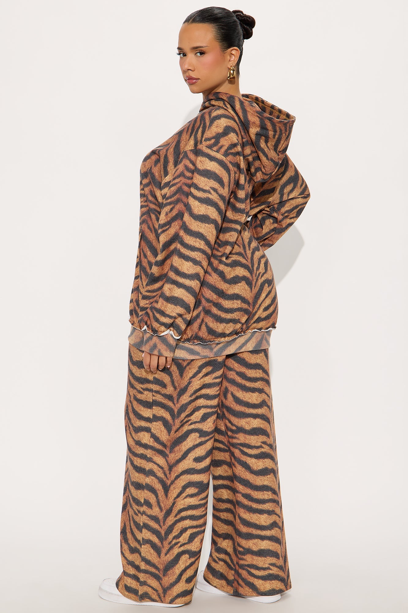Sienna Zebra Print Wide Leg Pant Set - Black/combo