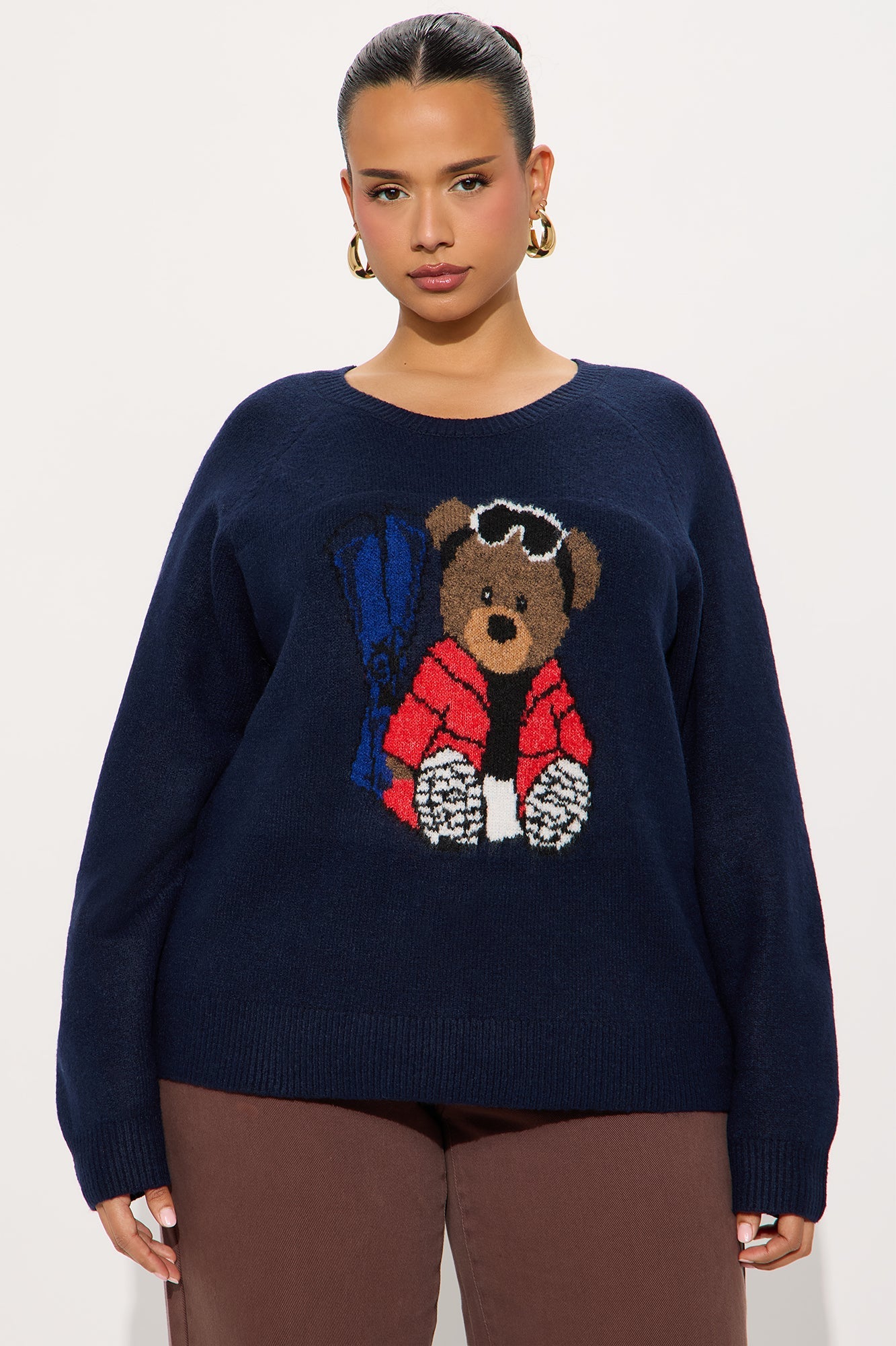 Ski Teddy Bear Sweater - Navy/combo