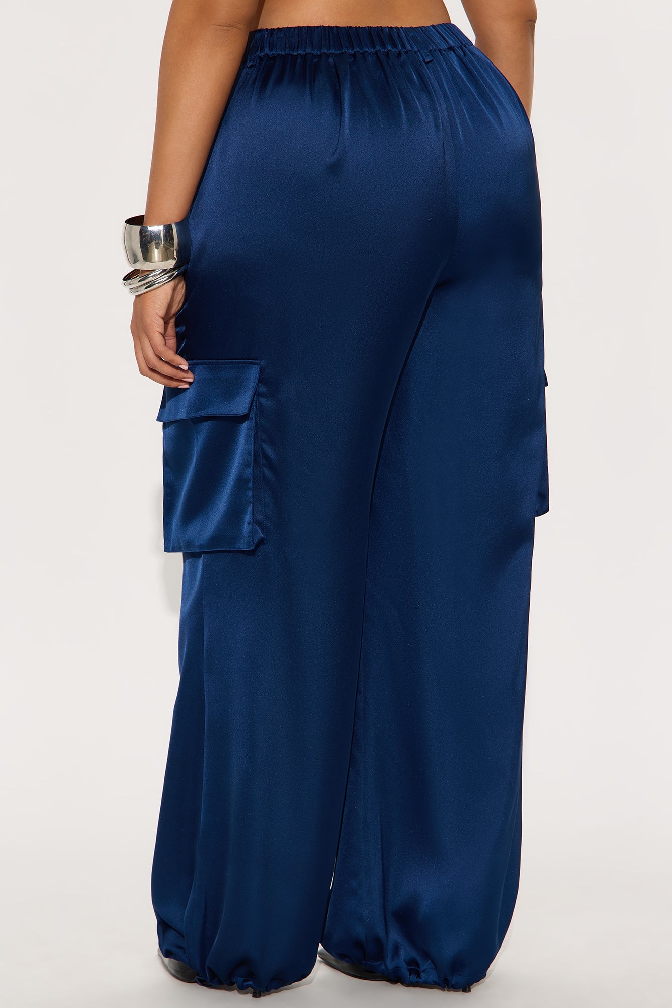 Maggie Satin Balloon Jogger Pants - Navy