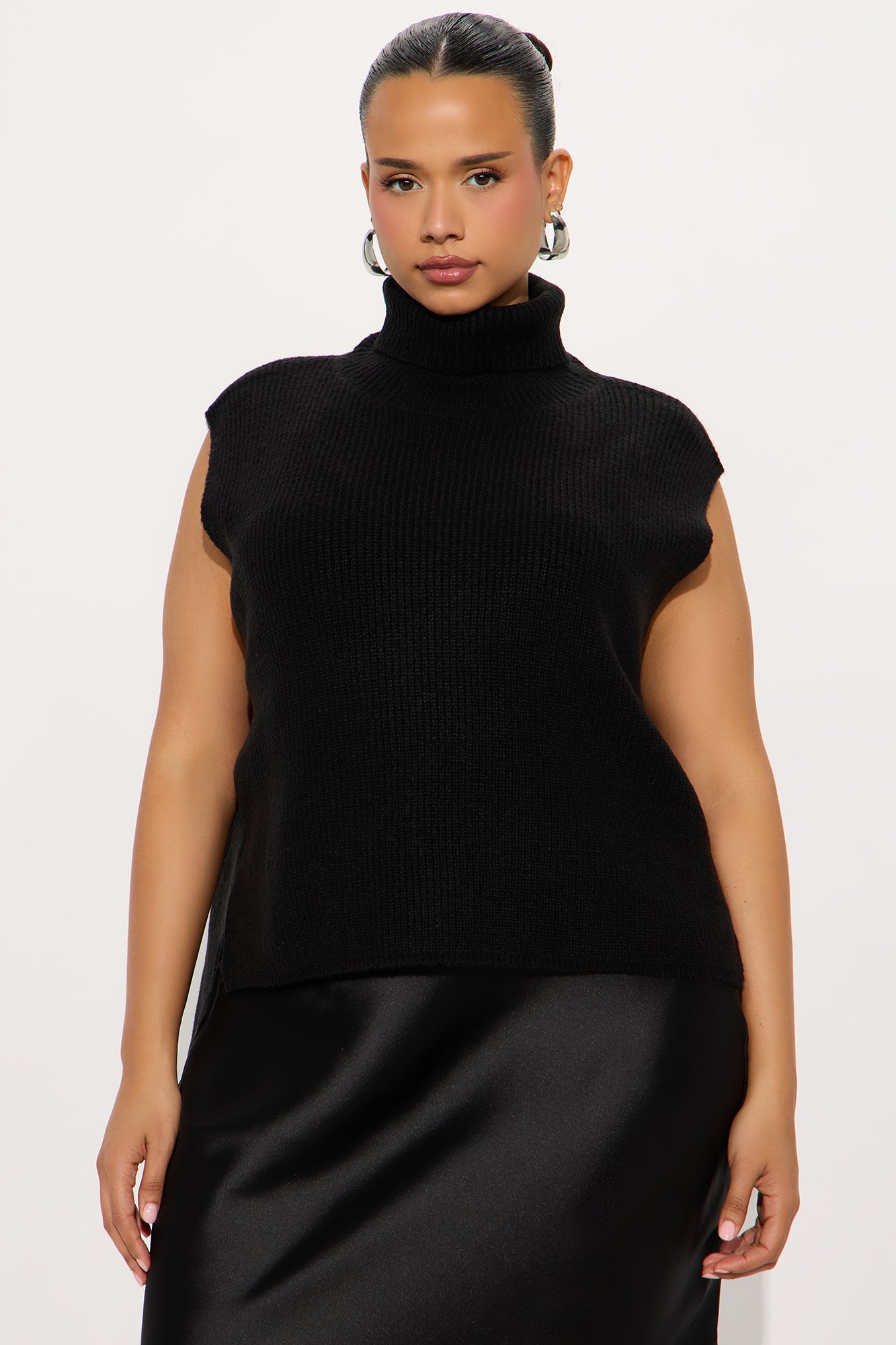 Always Sweet Satin Sweater Maxi Dress Set - Black
