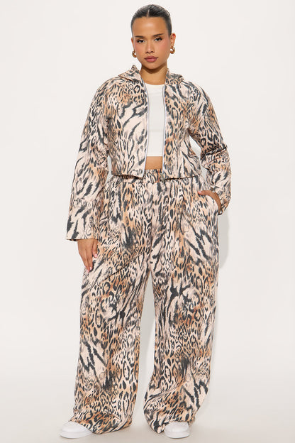 Wild In The City Leopard Hoodie Pant Set - Black/combo
