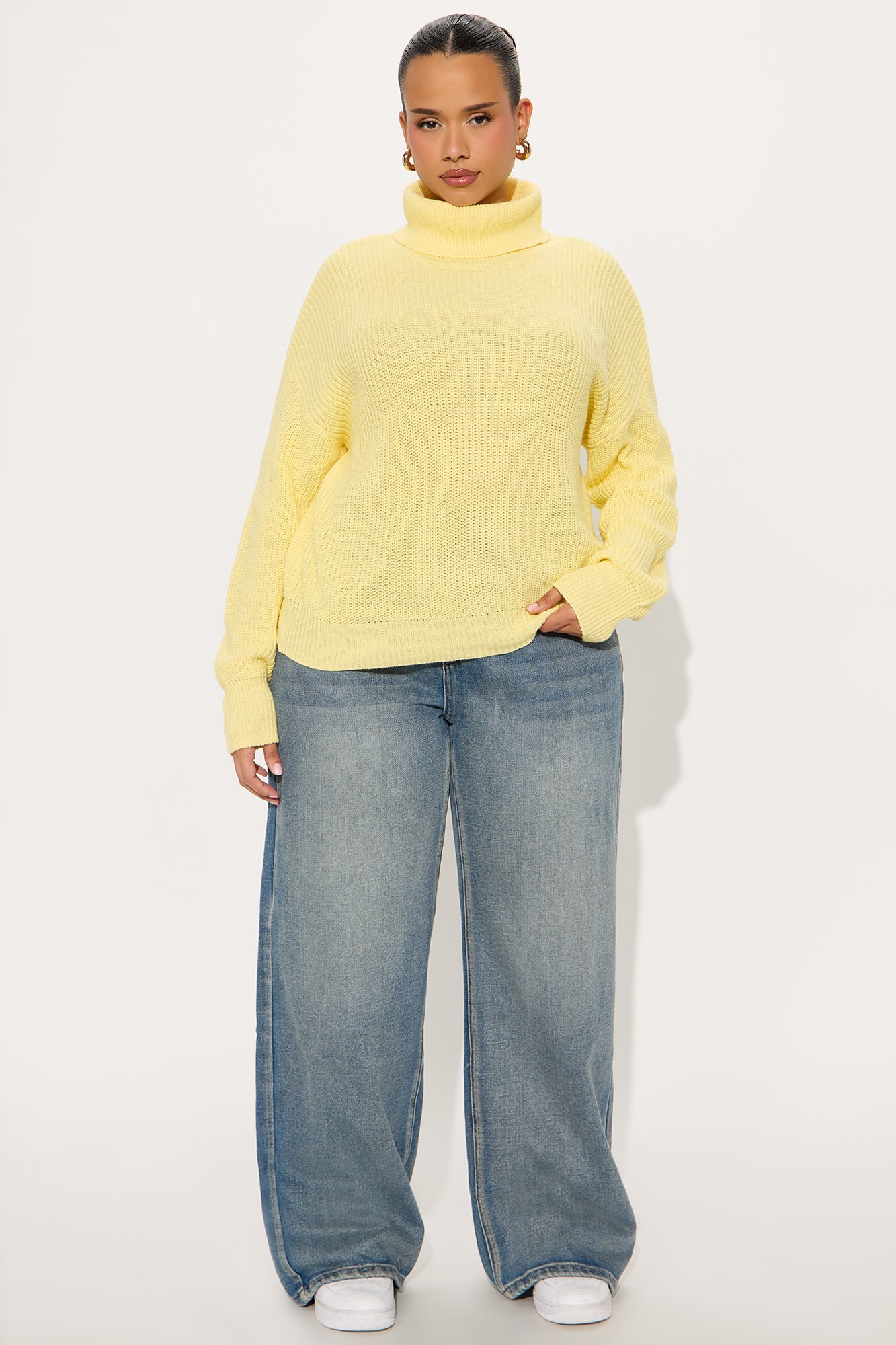 Roll With The Flow Turtleneck Sweater - Butter Yellow