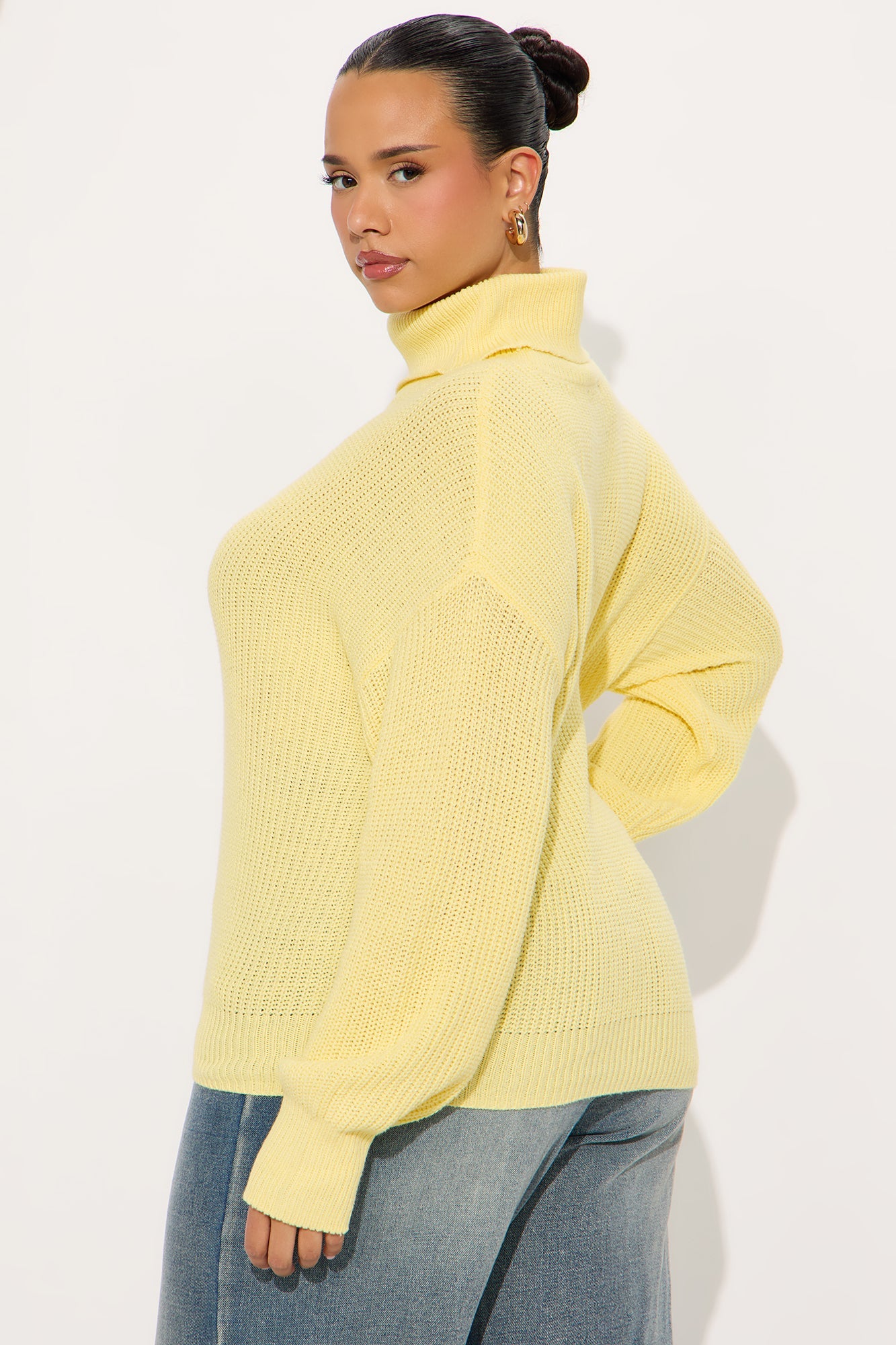 Roll With The Flow Turtleneck Sweater - Butter Yellow
