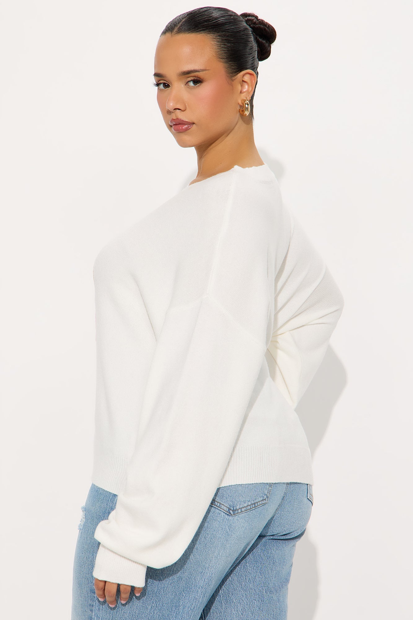 Skate Teddy Cropped Sweater - Ivory/combo