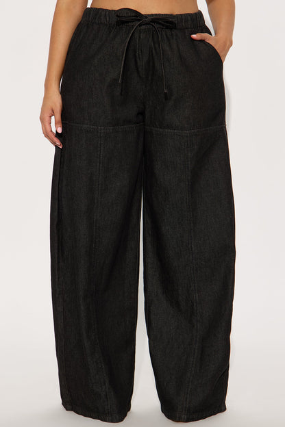 Brigantine Pull On Wide Leg Jeans - Black Wash