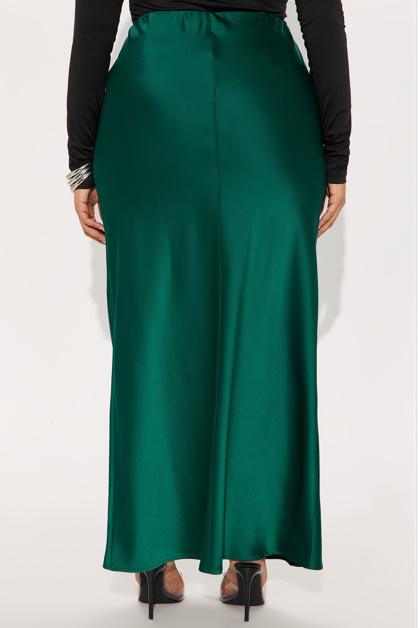 Brunch to GNO Satin Maxi Skirt - Emerald