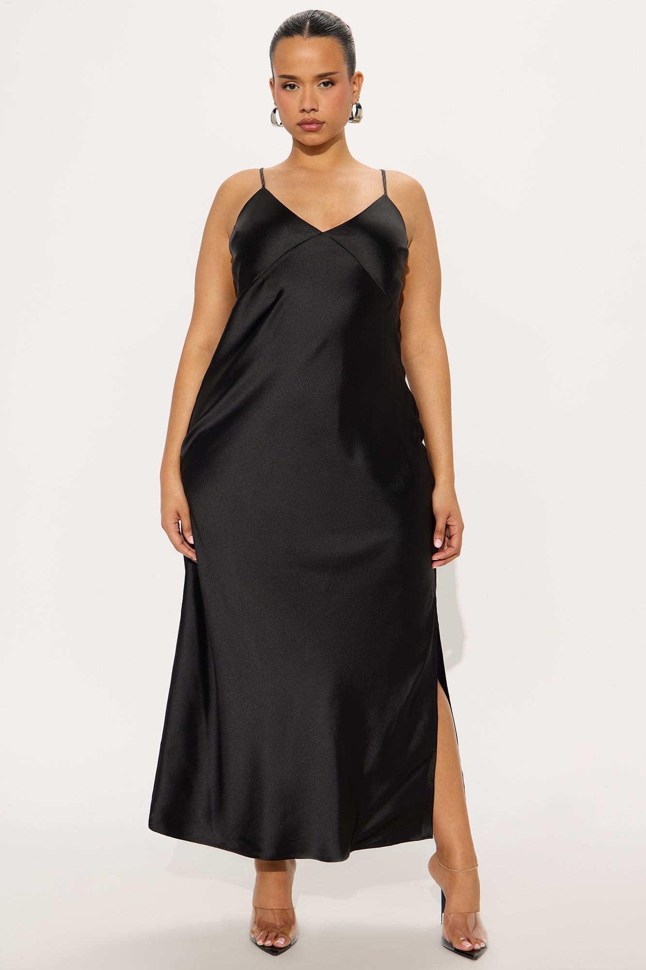 Close Call Satin Sweater Maxi Dress Set - Black/White