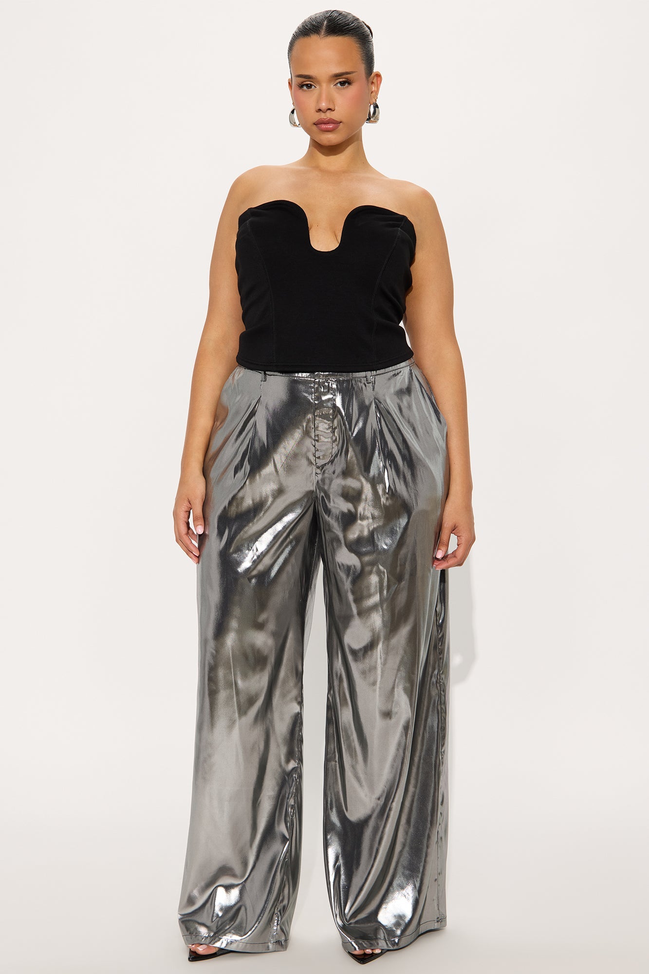 Make It Work Satin Trouser Pant 32″ - Silver