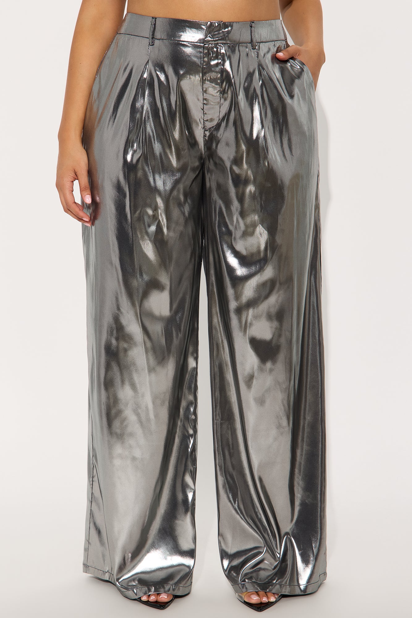 Make It Work Satin Trouser Pant 32″ - Silver